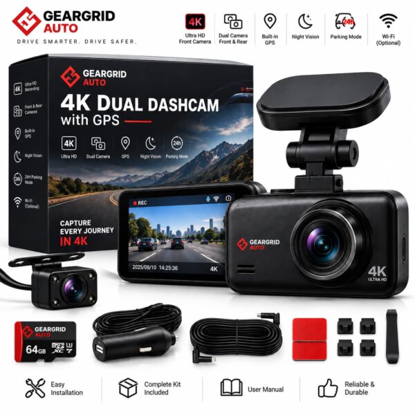 4K Dual Dashcam with GPS